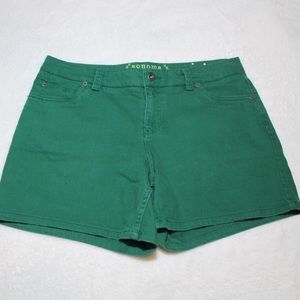 Green denim shorts